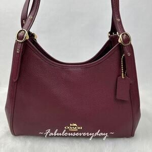 Coach Erin Shoulder Bag In pebble Leather/Gold/Dark Wine CAQ86 NWT New COLOR